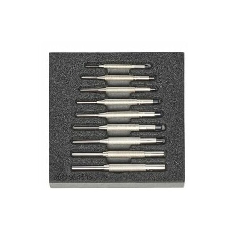 Holex 9 Pc Pin Punch with Guide Sleeve Set in Foam, 0.9 mm to 5.9 mm 954645 9